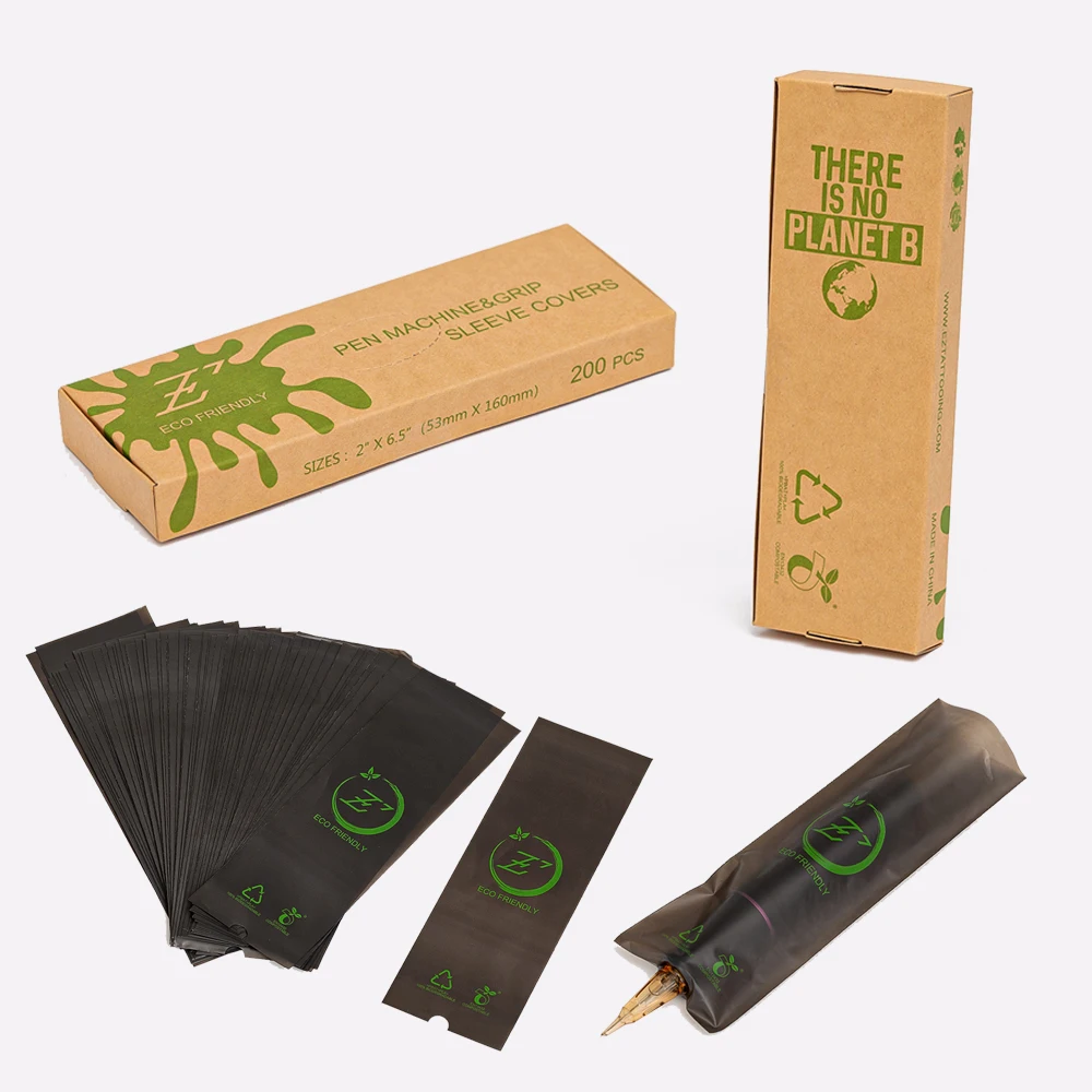 

EZ ECO-Friendly Tattoo Machine Grip Sleeve Covers for Pen Type Machine Coil or Rotary Machines Recyclable Compostable Materials