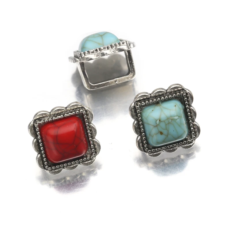 5 шт./лот тибетские серебряные квадратные акриловые бирюзовые разделители для