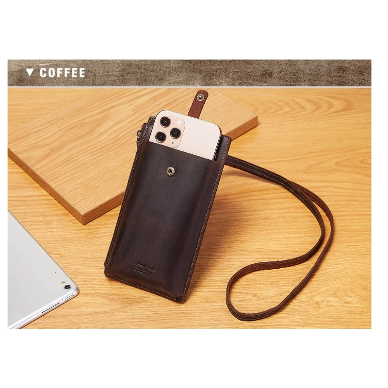 

Leather Cell Phone Bag Hanging Neck Wallet Coin Purse Credit Card Pouch Pocket