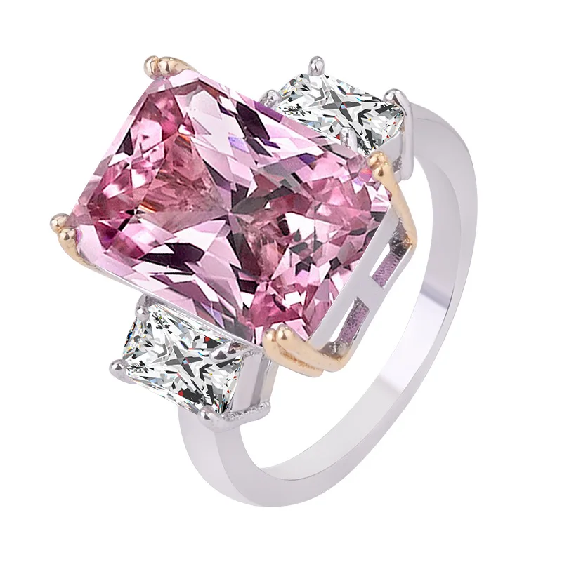 

Wholesale Fashion Jewelry Romantic Pink Stone Zircon Wedding Band Rings for Women Girls Gifts High Quality