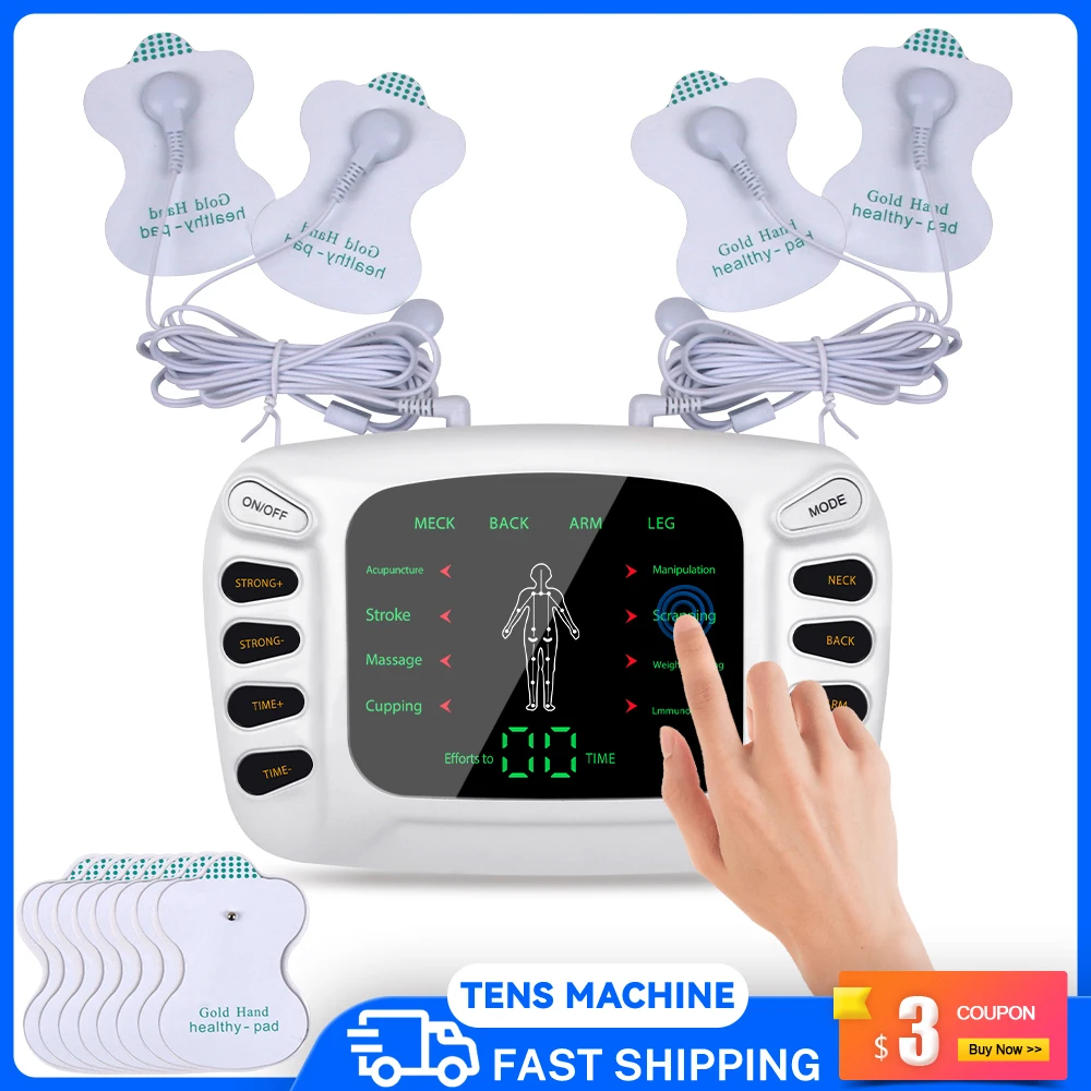 

Eletric Compex Muscle Stimulator EMS Pulse Acupuncture Digital Physiotherapy TENS Machine Massager For Body Best Pain Relief Pad