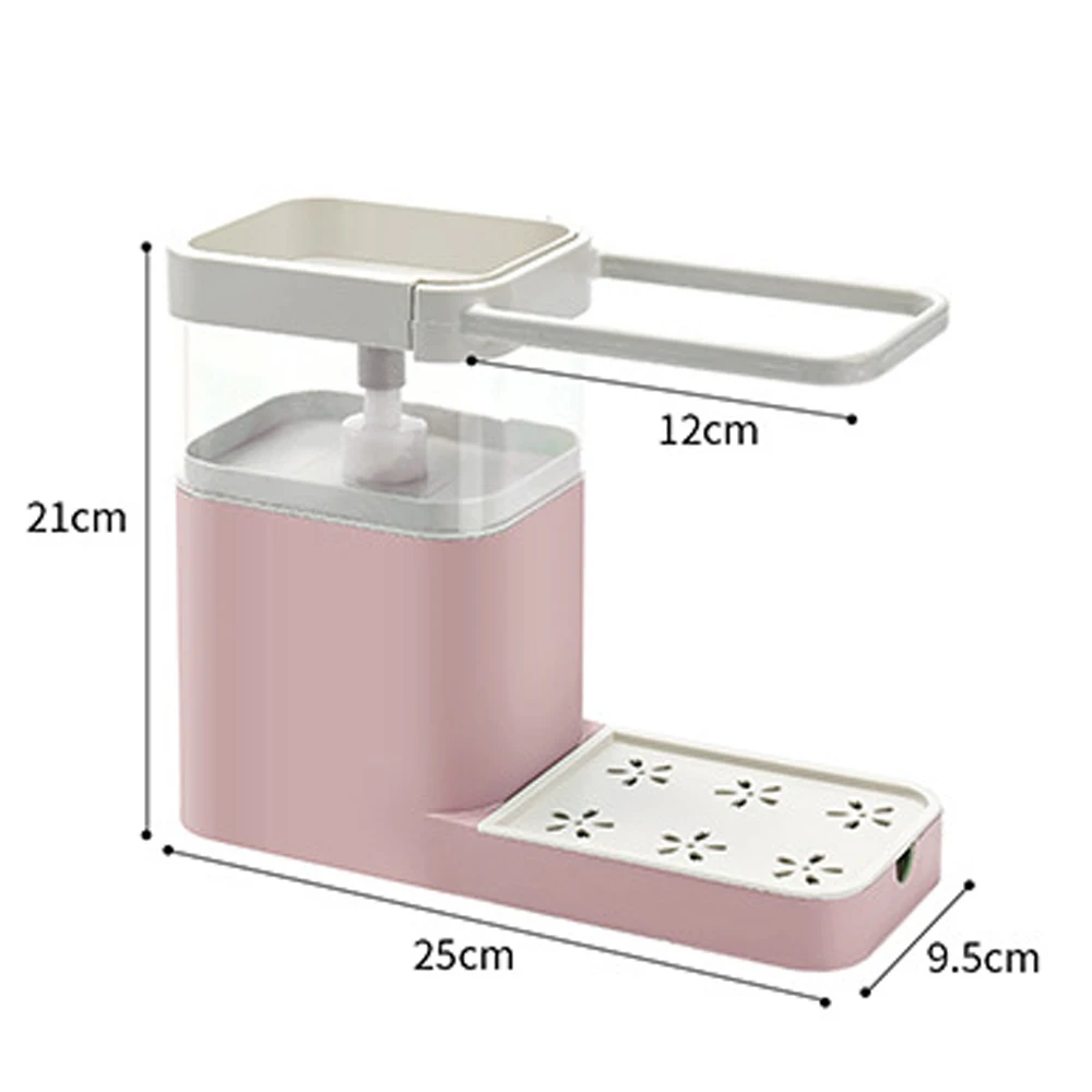 

3 In 1 Liquid Soap Dispenser Towel Rack Sponge Holder Bathroom Kitchen Storage Shelf Multifunction Cleaning Towel Organizer Tool