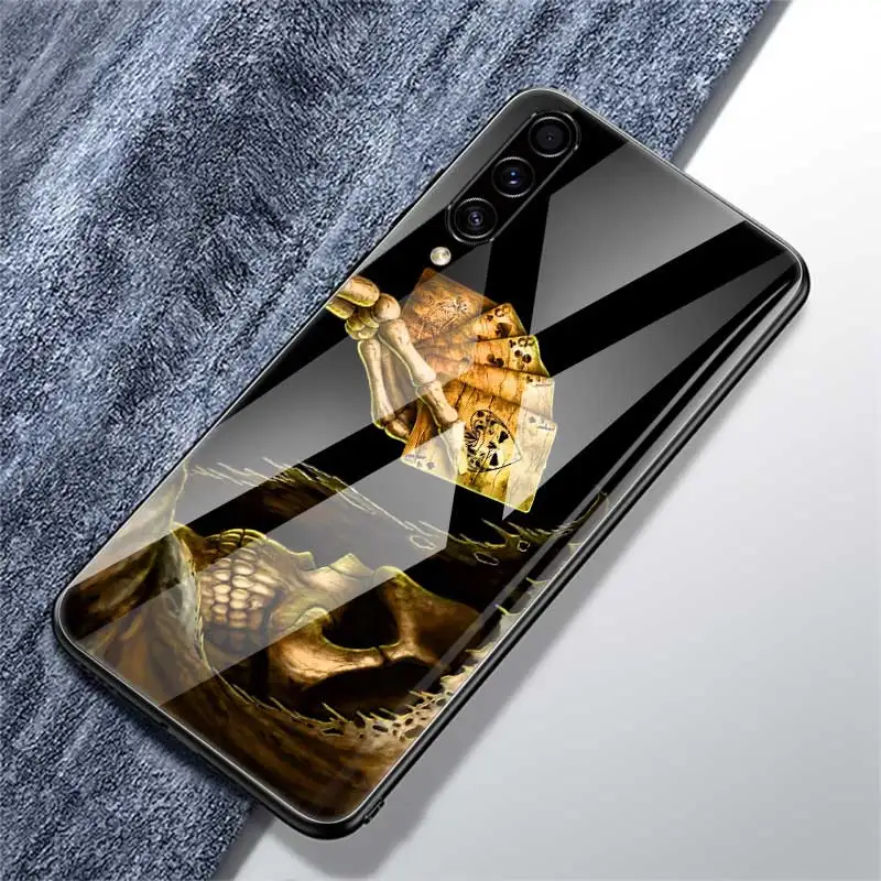 

Grim Reaper Skull Skeleton Glass Case For Samsung Galaxy A70 A50 A40 A30 A20 S A10 A91 J4 J6 Plus A51 A71 Tempered Phone Coque