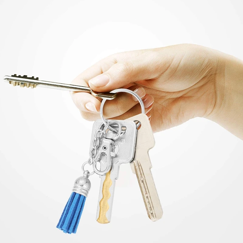 

200Pcs Key Chain Ring with Chain and Tassel Pendants Bulk Colorful Tassel Key Decoration for DIY Crafts Jewelry Making