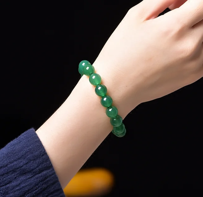 Красивые ювелирные изделия китайский 8 мм зеленый халцедон Нефрит бусины