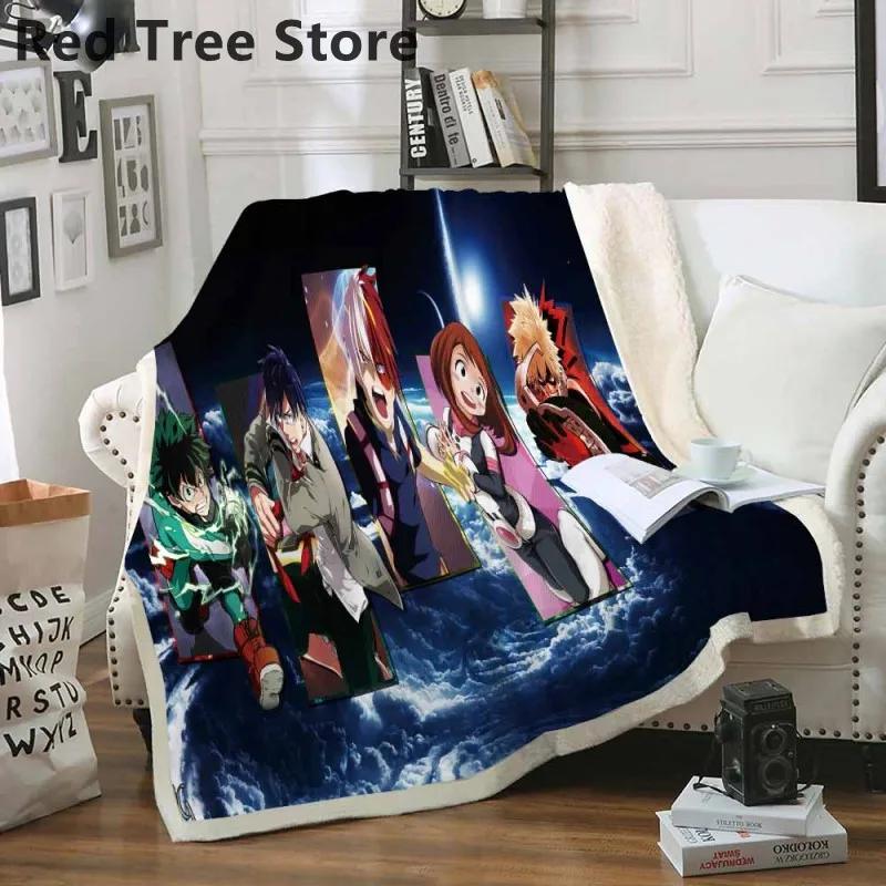 3D одеяло My Hero Академия для кровати толстое в стиле аниме пешего туризма и пикника