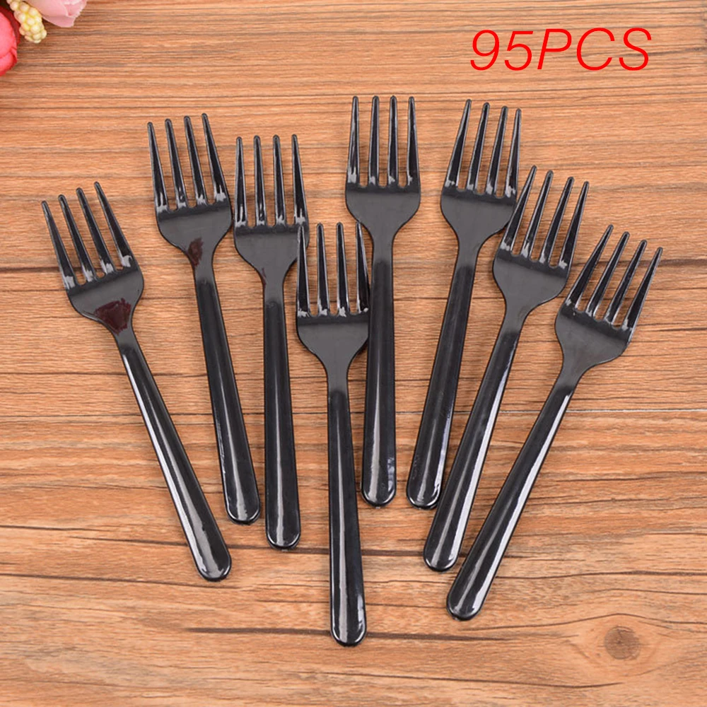 95 шт./упак. 4-зуб одноразовые Пластик вилка для торта десерта одноразовый