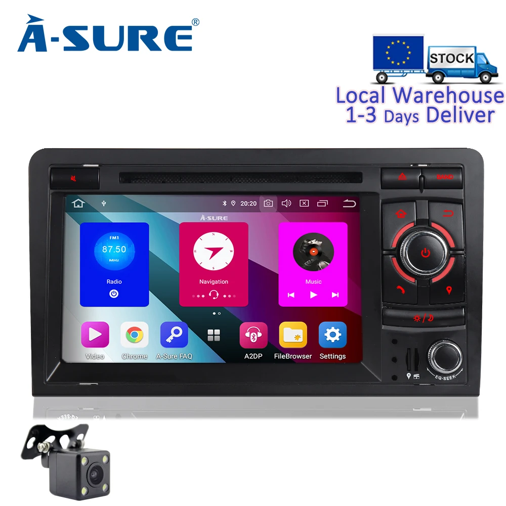 Автомагнитола A Sure 2 Din 64 Гб ПЗУ Android 9 0 DVD GPS плеер навигация для Audi A3 (2003 2011) S3 RS3 RNSE UP 8P