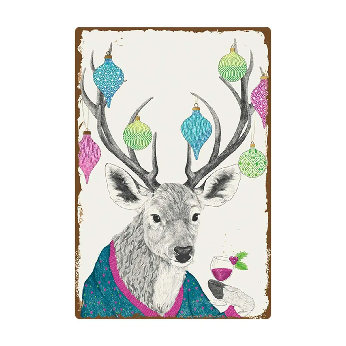 

Metal Vintage Tin Sign Decor-Deer for Home Coffee Bar Shop Funny Retro Wall Art Sign