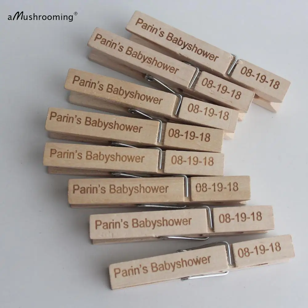 50 персонализированный колышки прищепки моноблок День рождения baby shower девочек