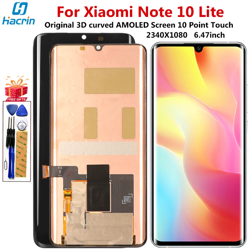 Оригинальный дисплей для Xiaomi Mi Note 10 Lite ЖК сенсорный экран дигитайзер сборка Amoled
