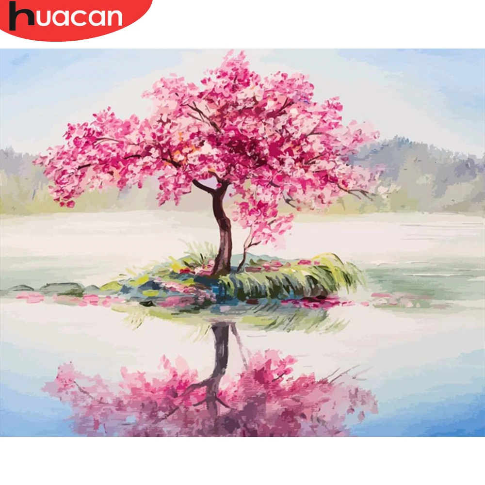 HUACAN картина по номерам дерево Пейзаж акриловый рисунок холст для взрослых
