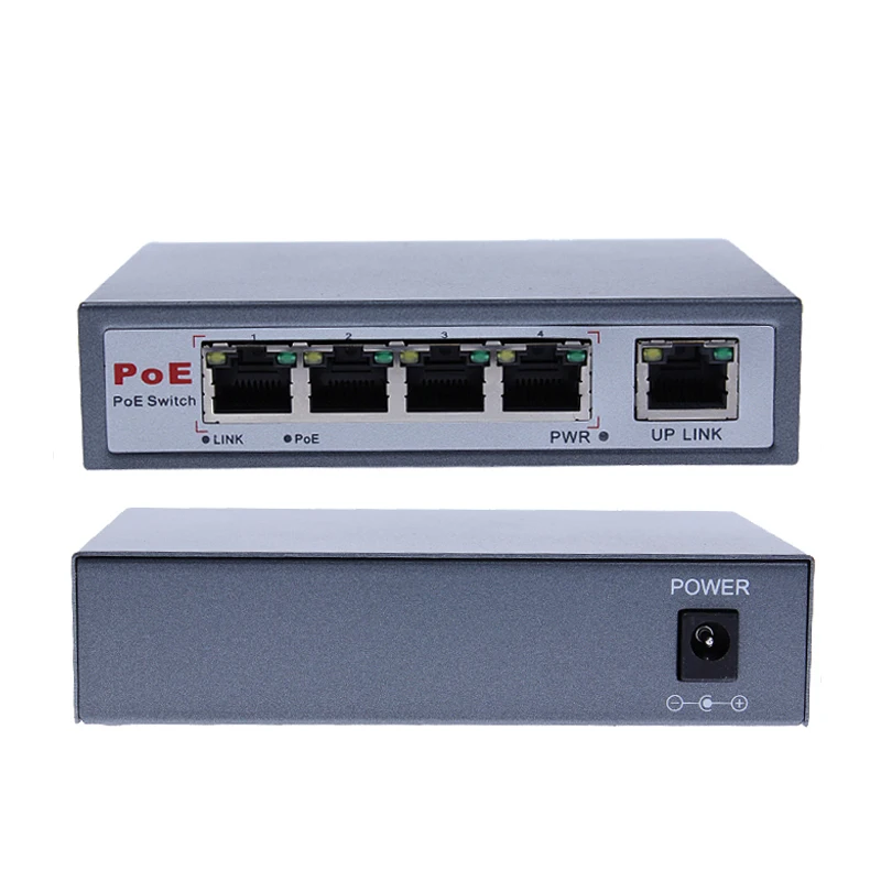 CCTV 4-Порты и разъёмы 10/100 м PoE Net Switch/концентратор Мощность Over Ethernet PoE оптический трансмиссия для IP Камера Системы сетевые коммутаторы