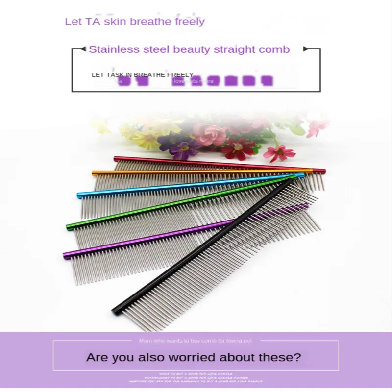

Pet Comb Metal Straights Combs Long Flat Combs Stainless Steel Straight Comb Pet Supplies Straight Combing Multicolor Optional