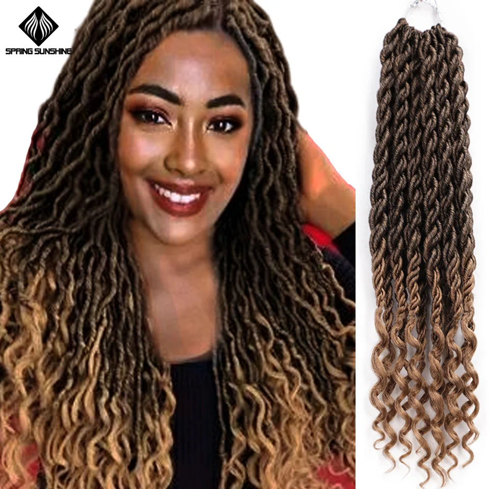 Весеннее солнечное богемное Омбре Faux locs вьющиеся плетеные пряди плетение волос оптом крючком синтетические накладные волосы