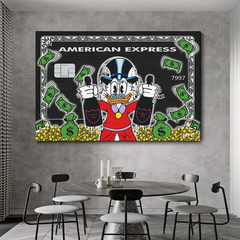 Alec Монополия Диснея Дональд Дак Холст Картина граффити миллионер деньги улица
