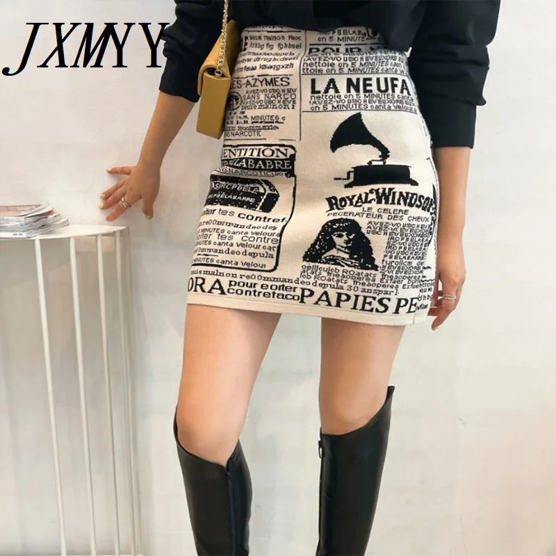 JXMYY шикарная осенне-зимняя Модная вязаная юбка тянущаяся тонкая универсальная