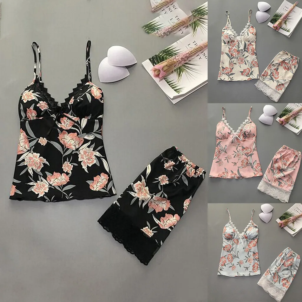 Пижамный комплект для сна и отдыха пикантная атласная пижама женская летняя