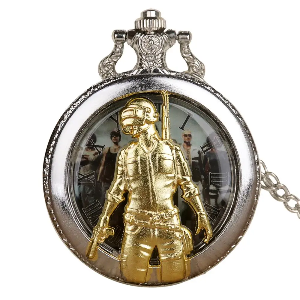 Модные креативные кварцевые карманные часы 3D Золотой Охотник для мужчин и женщин
