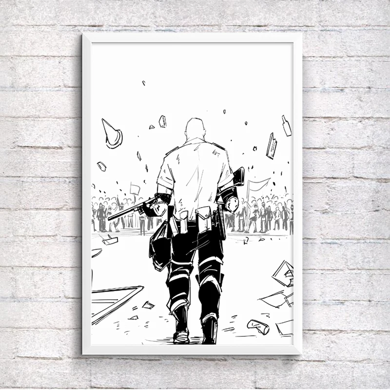 Плакат с мультяшными персонажами полиции Гонконга Картина на холсте живопись