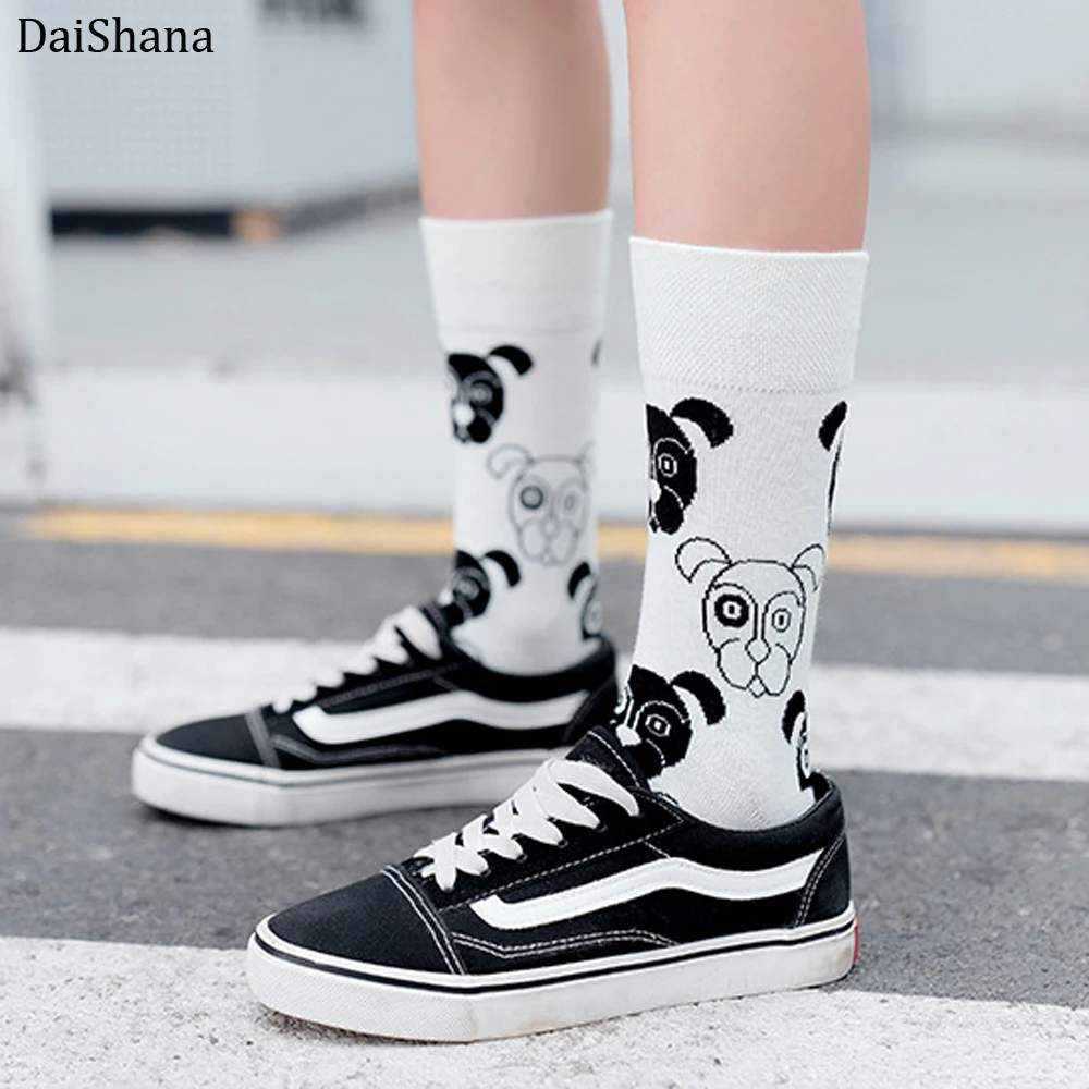 DaiShana New Arrival Harajuku Women Socks Combed Cotton Cat Dog Pattern Happy Socks Unisex Fashion Casual Ankle Girl Socks Meias