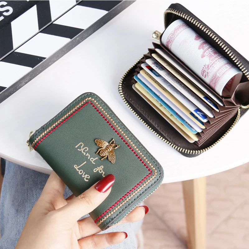 

FACTOO Women's Short Card Holder Female Genuine Leather Purses Mini Coin Wallet Lady High Quality Card Bag Zipper Fashion Clutch