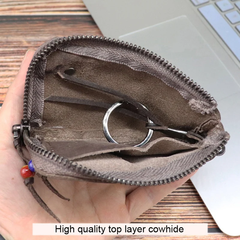 Кошелек для ключей из натуральной кожи мужчин мужской короткий винтажный