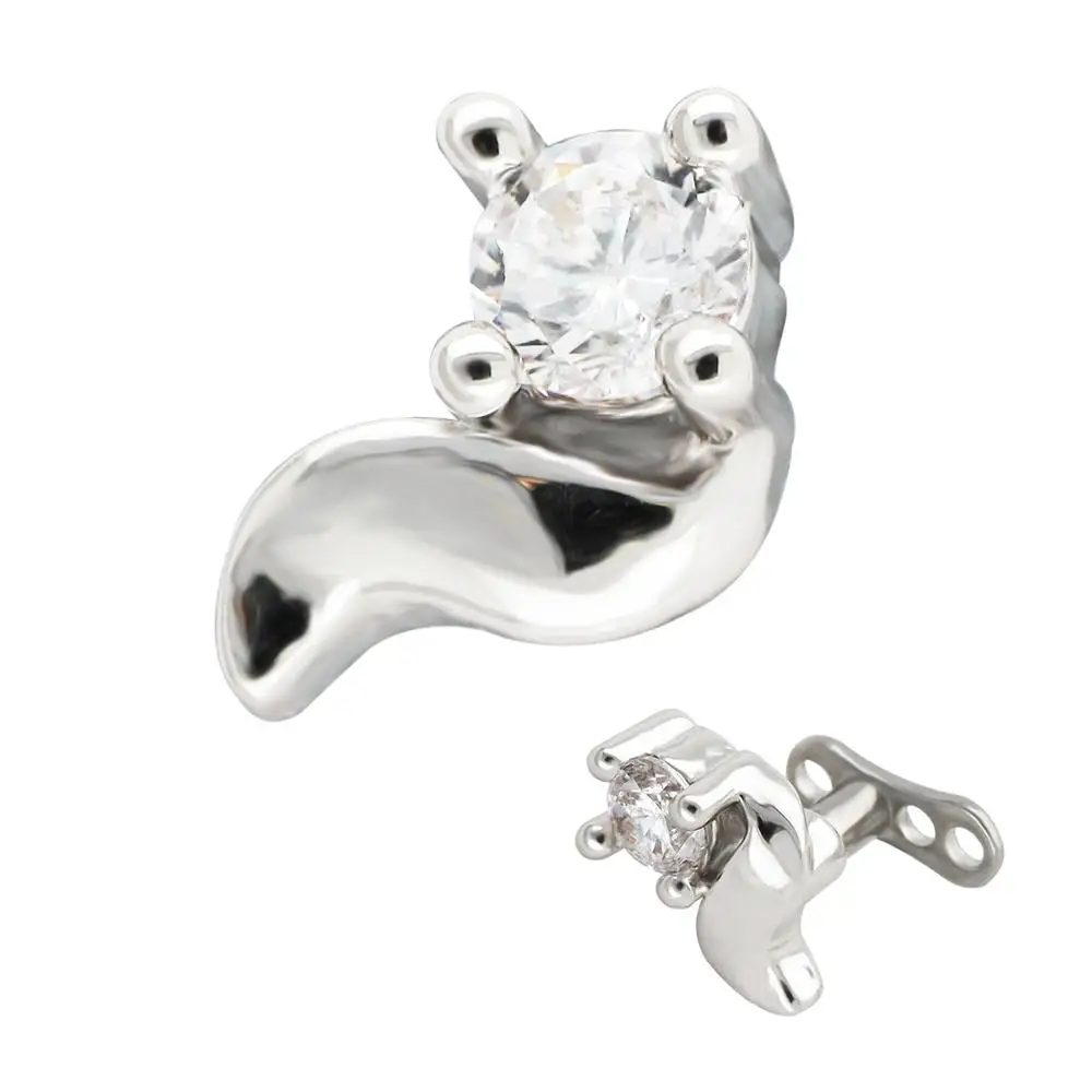 JHJT Dermal Anchor G23 Titanium Fox Tail Shape Micro Dermal Anchor Skin Implants Piercing Body Jewelry