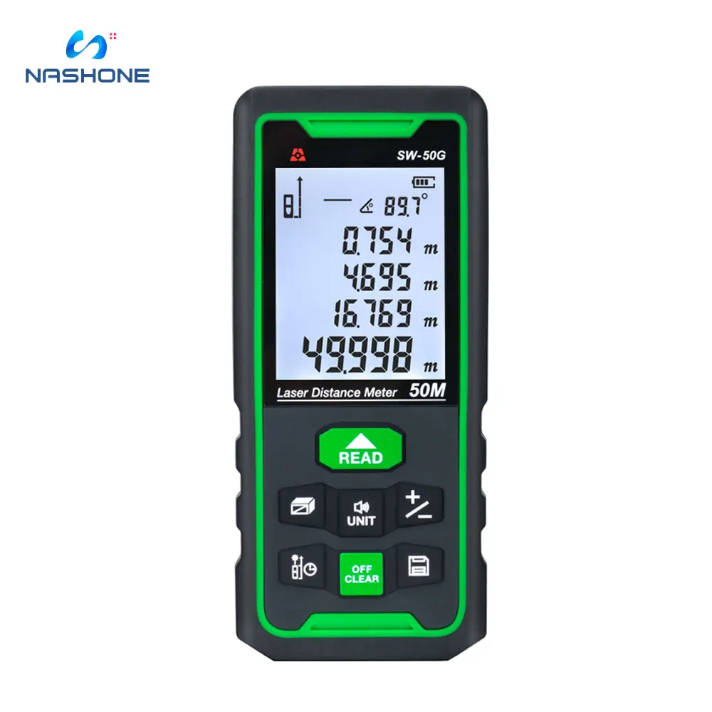 Цифровой лазерный дальномер Nashone Зеленый с электронным уровнем дальность 100 м 70 50