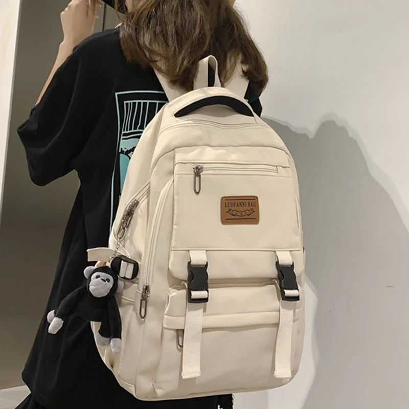 Mochila escolar de gran capacidad Para Mujer, bolso de viaje de nailon, Para adolescentes, Para ordenador portátil