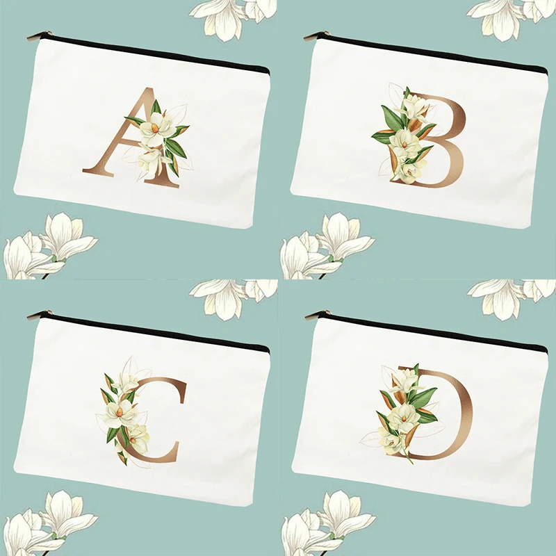 

Косметичка с буквенным цветочным принтом, чехол для подружки невесты, органайзер для свадебного и праздничного макияжа, Несессер для туале...