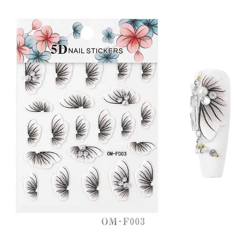 

New!!!8 Style 5D Nail Decals,Engraved Nail 5D Stickers, 1pc Embossed/Adhensive/Nail Art Decorations Flowers Stickers 3D#OM-F-1-8