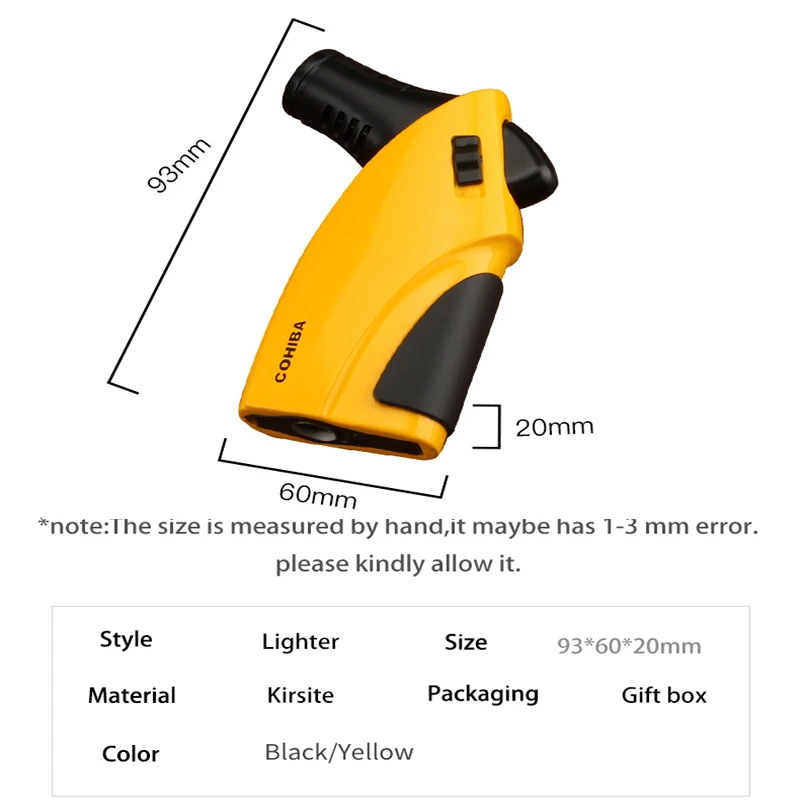 Газовая зажигалка COHIBA для сигар 3 фонарь аксессуары с подарочной коробкой | Дом и