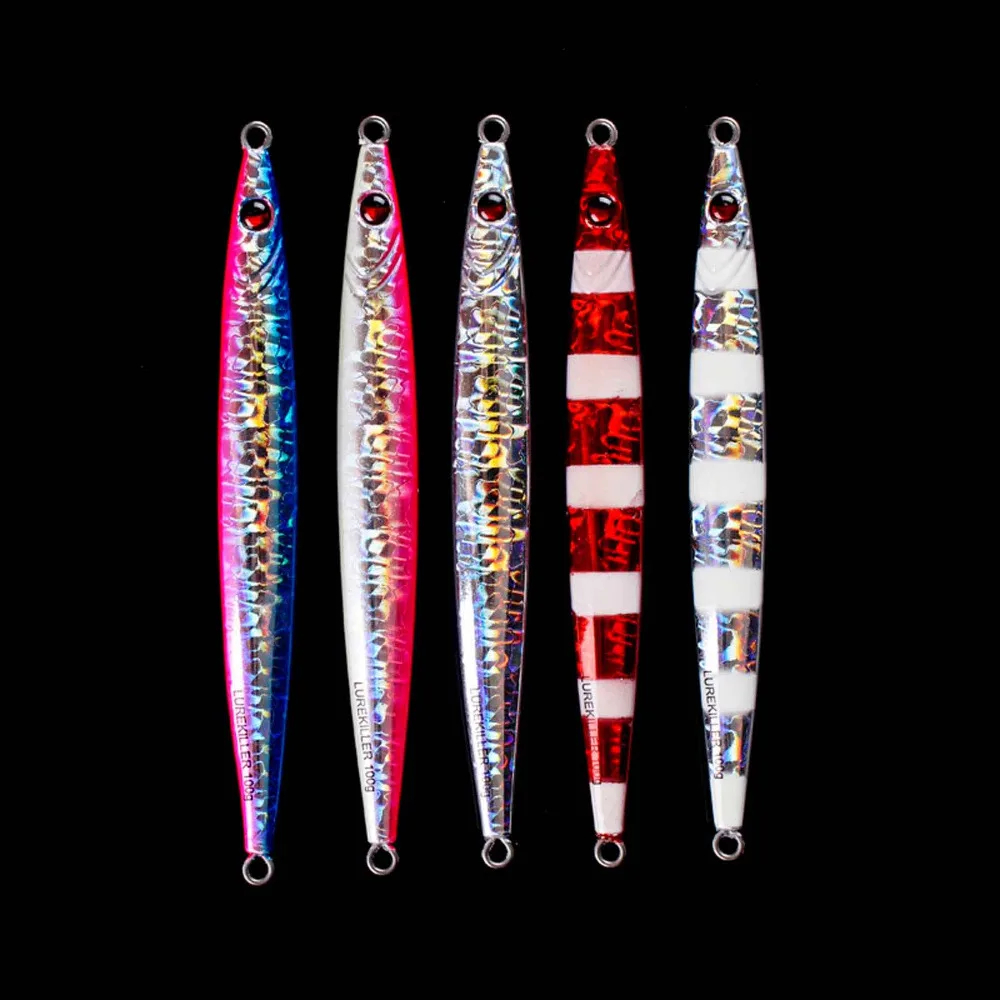 5PCS Glow Slow Jigging Metal Jig Deep sea Night Fishing Jigging Lure Jigbait spoon baits 80g 100g 160g 200g