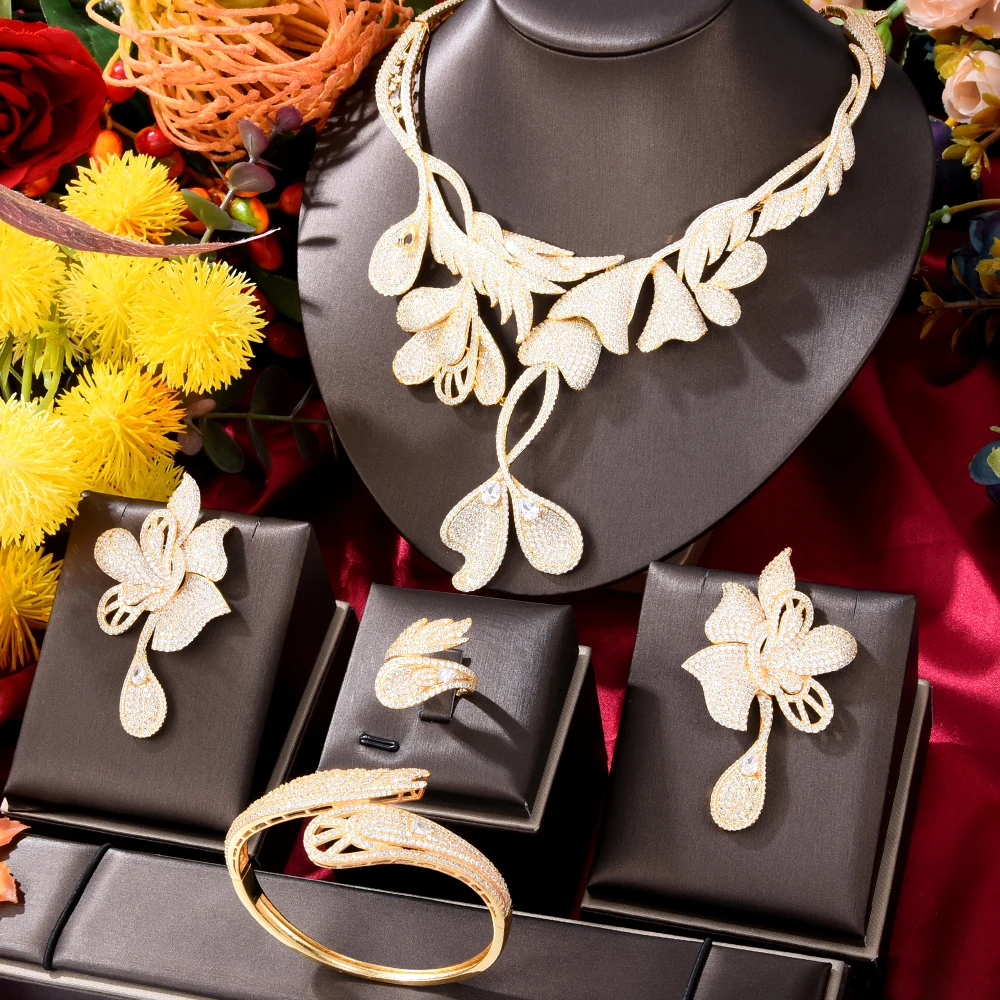 Аристократическая Мода KellyBola, роскошный цветок из циркония, Свадебная вечеринка, ожерелье, серьги, браслеты, кольца, подарок