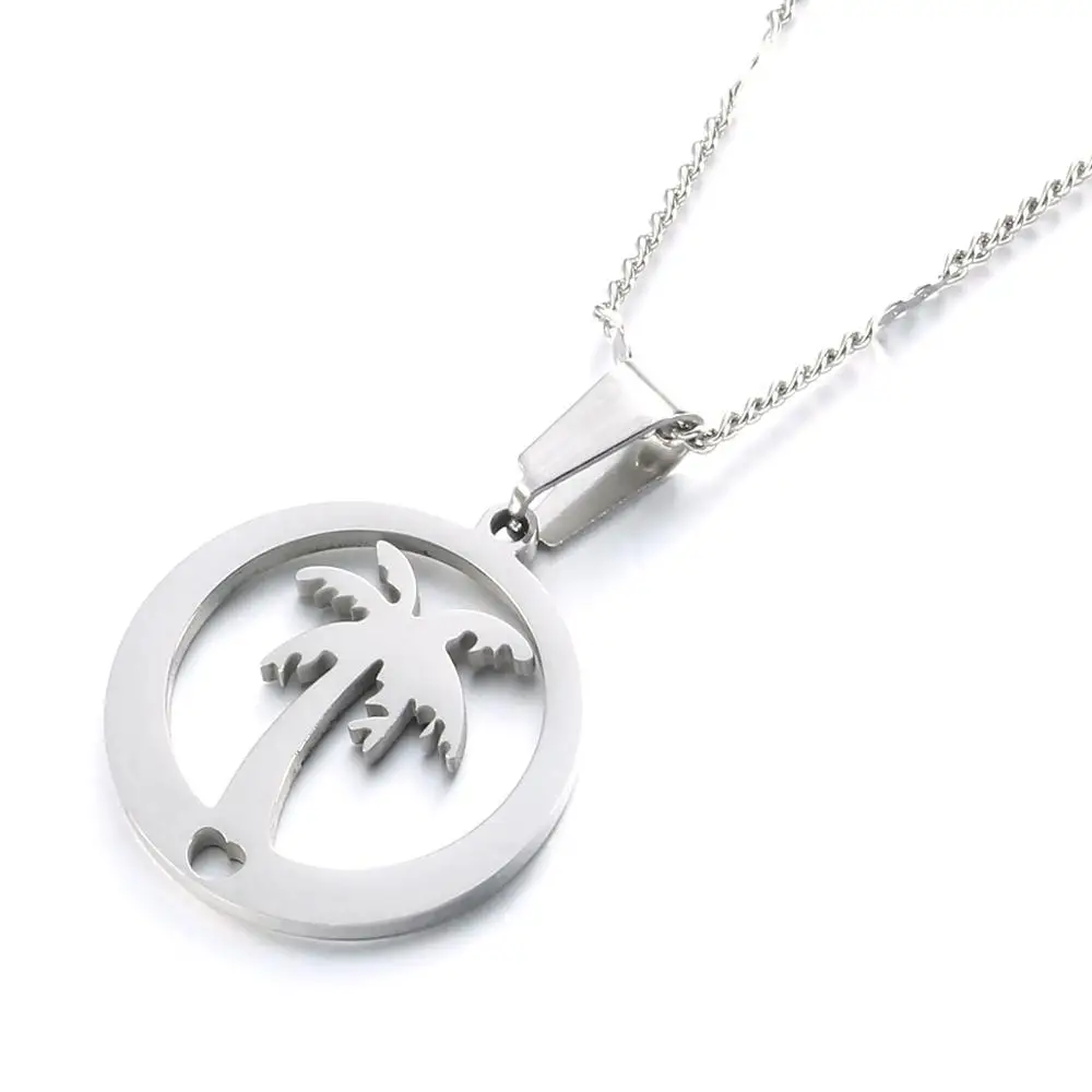 Ожерелье из нержавеющей стали с кулоном в виде кокосовой пальмы Пляжная шейка