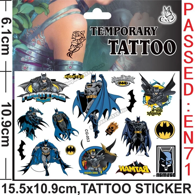 Тату-наклейка Бэтмен DC в случайном порядке 1 комплект украшение для детского дня