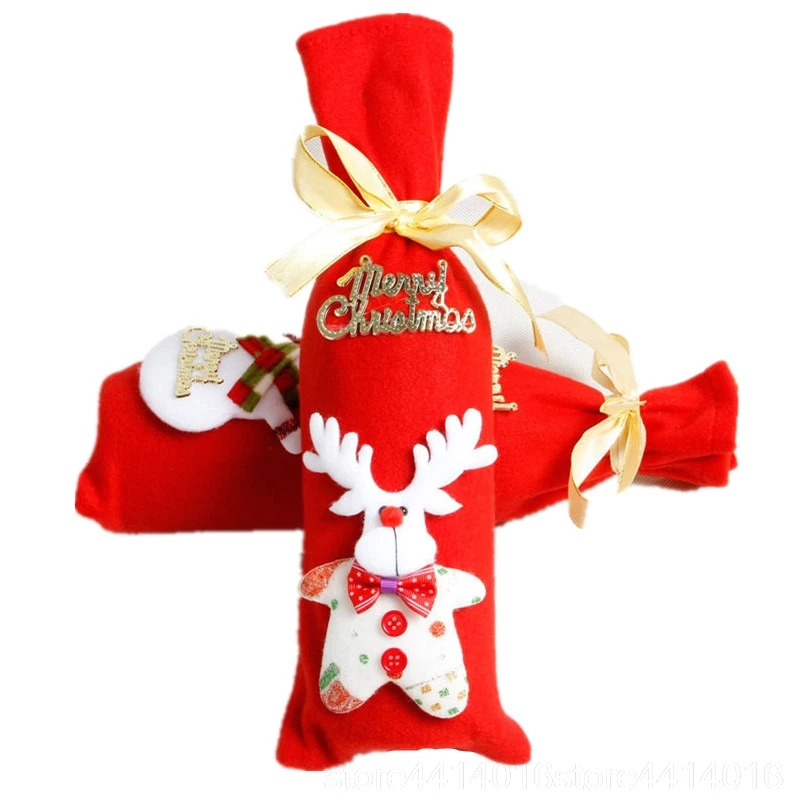 Нетканый детский набор сумка для вина в виде Санты лося снеговика украшение