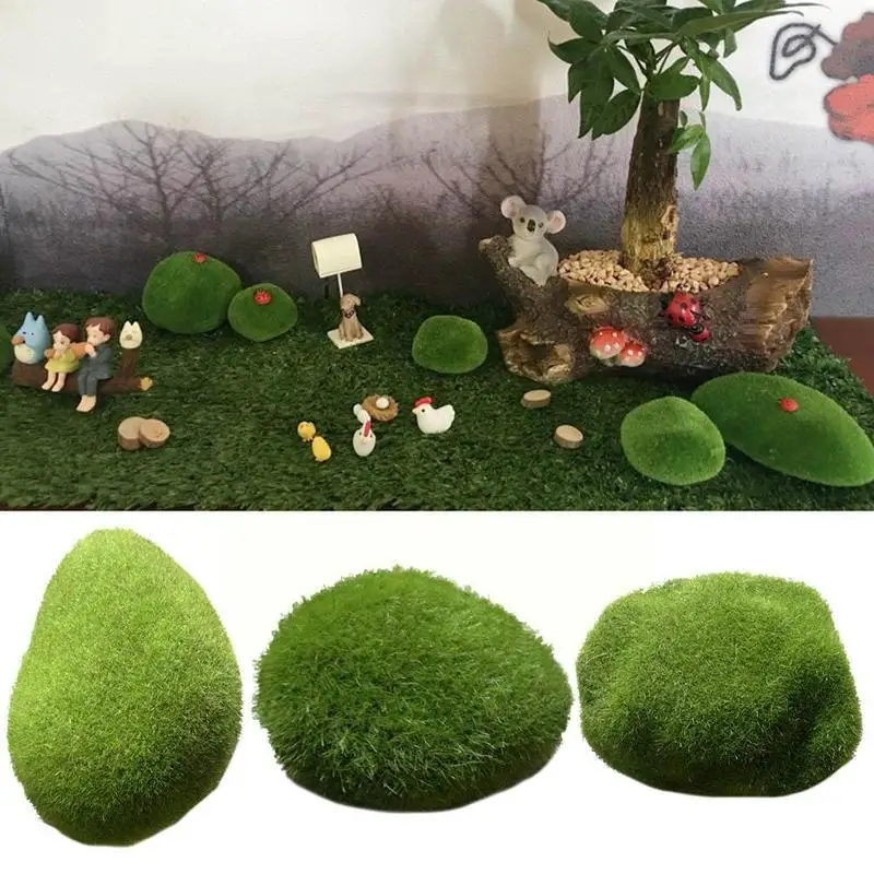 Зеленая искусственная трава бонсай флокирующие украшения аксессуары для газона