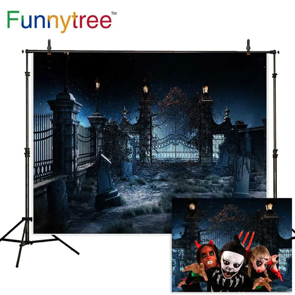 Виниловый фон Funnytree для фотосъемки с изображением кладбища надгробия ужасов
