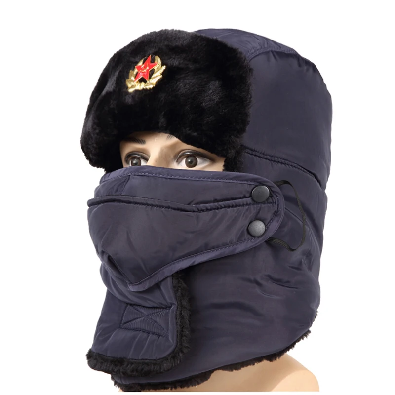 Шапка-бомбер для русской Советской Армии, шапка-ушанка, зимняя шапка-ушанка для мужчин и женщин, утепленная Балаклава, плюшевая шапка-ушанка, теплая Военная Лыжная шапка