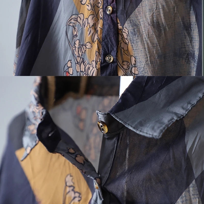 Мягкая Повседневная рубашка с длинным рукавом блузка цветочным принтом верхняя