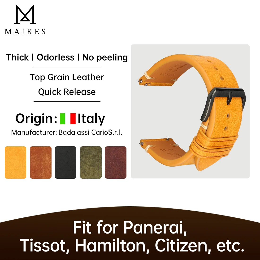 

Top Full Grain Leather Strap 20mm 22mm 24mm For Panerai Hamilton Fossil Watchband Accessories Quick Release Watch Band