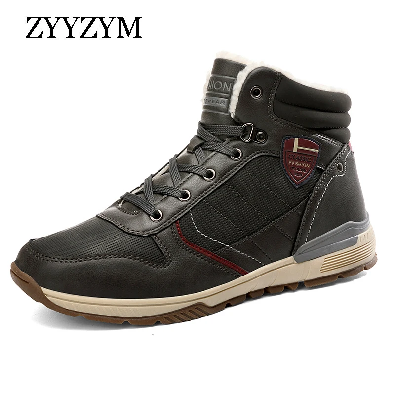 

ZYYZYM Men Winter Boots Outdoors Snow Boots Man Plush Keep Warm Lace-Up 2021 Superior Quality British Fashion Men Casual Shoes