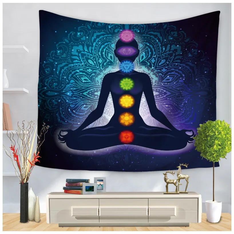 Индийская серия Будды напечатанный домашний 7 Чакра гобелен настенное пляжное