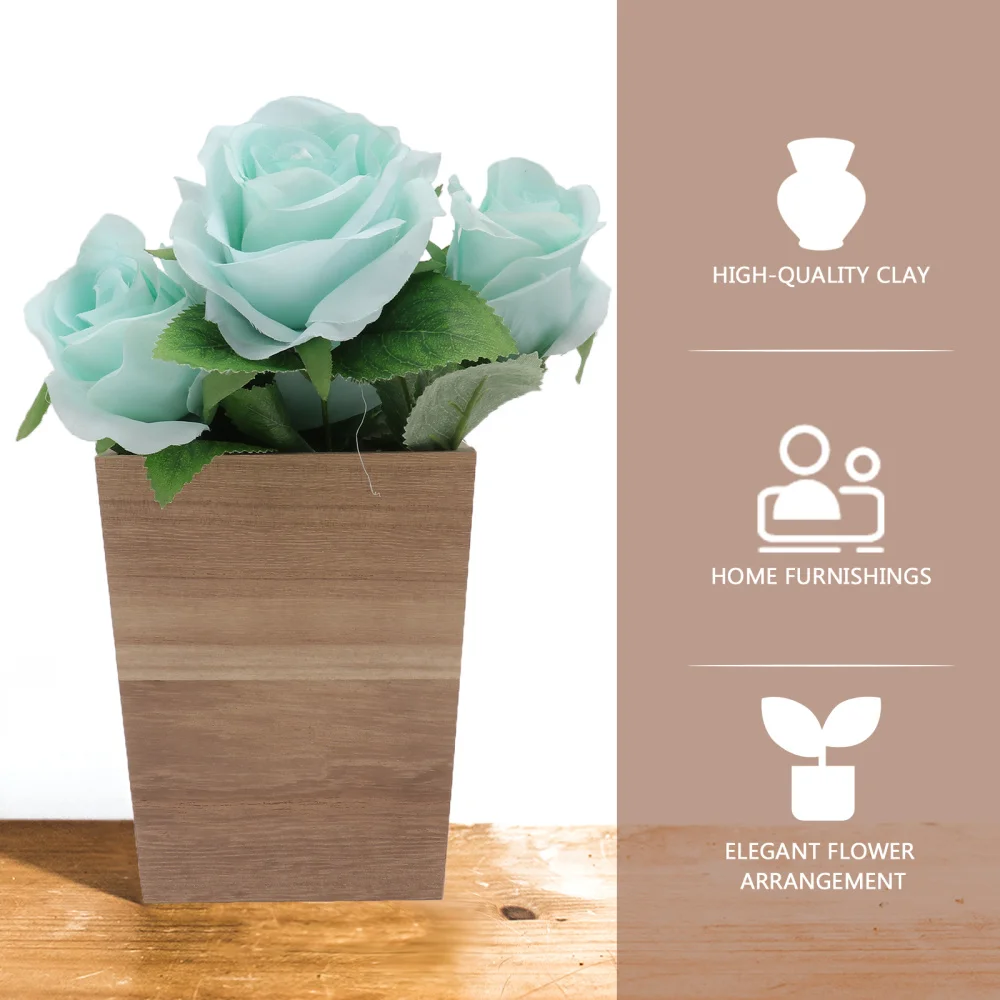 

1pc Wooden Succulent Flower Pot Decorative Flowerpot Desktop Decor (Wood)