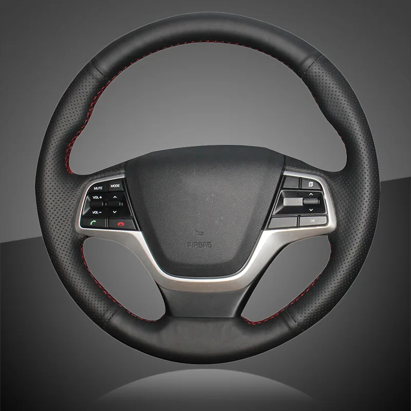 Чехол на руль Hyundai Elantra 4 2016 2017 Solaris Accent 2018 автомобильная Оплетка кожаный