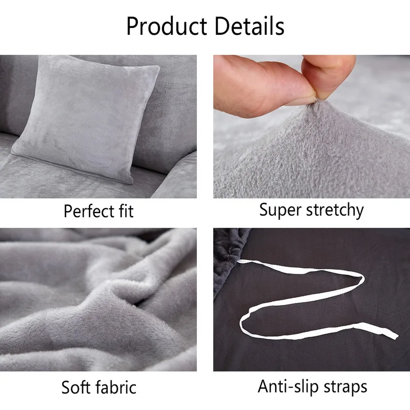 

Anti-dirty Sofa Covers For Living Room Plush Thicken Universal Sofa Cover All-inclusive Elastic Sectional Couch Slipcovers