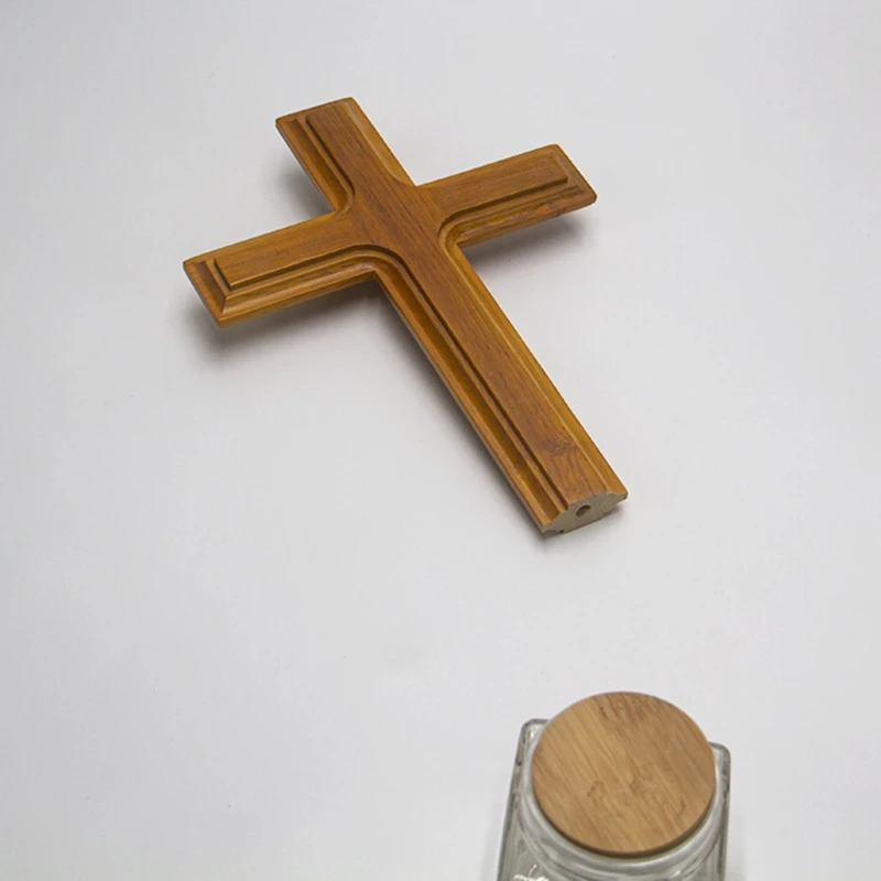 Cruz de pie de madera para decoraci&oacute;n, Cruz de Altar con soporte, mesa de doble cara, regalo-3