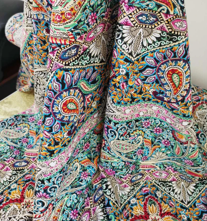 Этнический богемный рисунок Пейсли хлопчатобумажная ткань шитье вискоза поплин